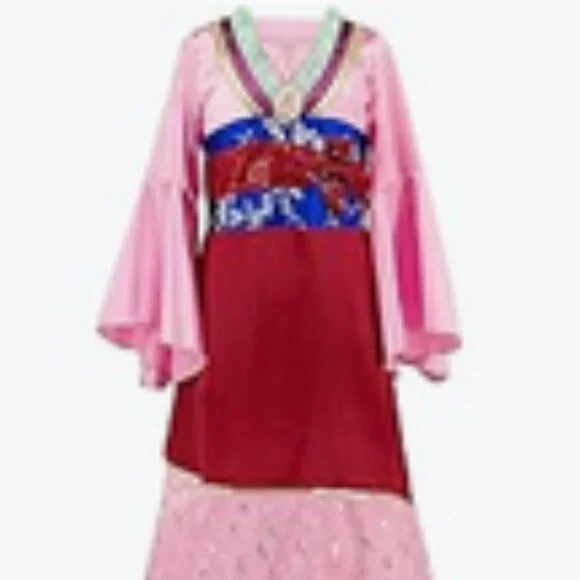 open lace back dress Mulan Classic Brocade Satin Cosplay Costume